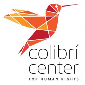 Colibri Center for Human Rights Logo with an orange and red hummingbird