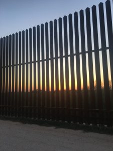 Sunset on the border wall