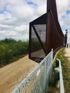 Side view of the border gate and wall
