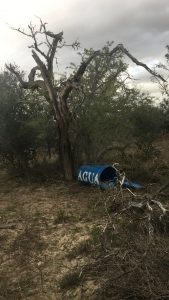 A tipped over water station