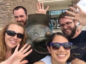 Day 5 group picture with Buccee the beaver and 5 fingers held up