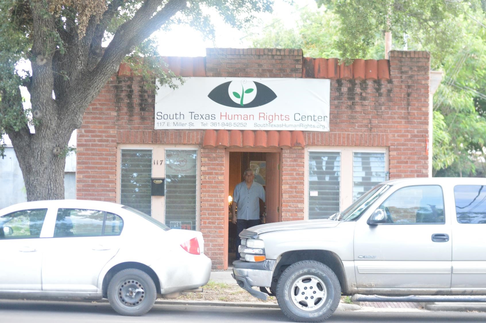 Eddie standing in the doorway of the south texas human rights center