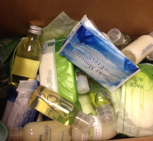 Toiletry donations for the Humanitarian Respite Center in a box