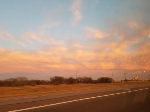 Sunset over Texas landscape.