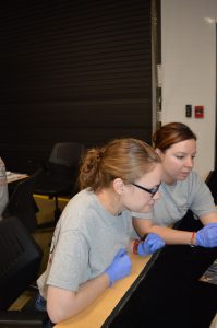 Two team members in the lab.