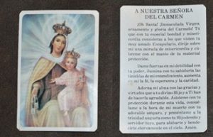 Prayer card carried by a migrant.