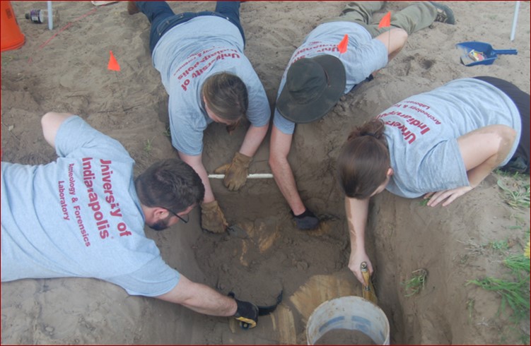 Team members digging 