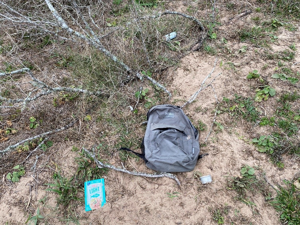 Discarded backpack and other supplies 