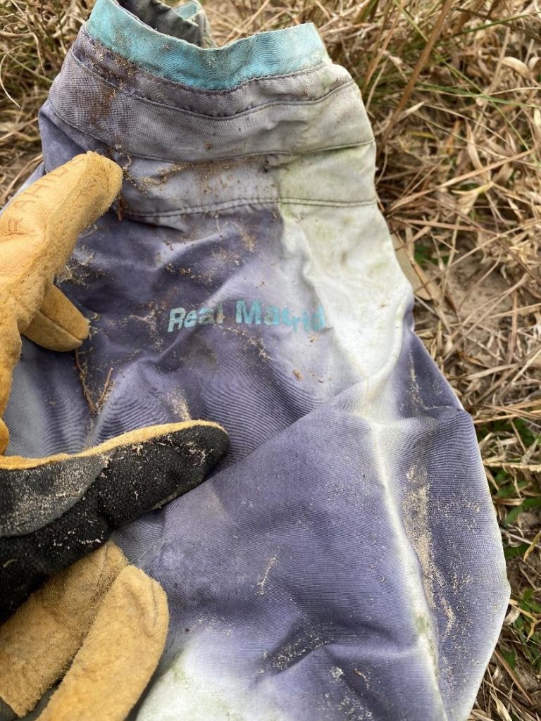 Youth soccer jersey found in the brush