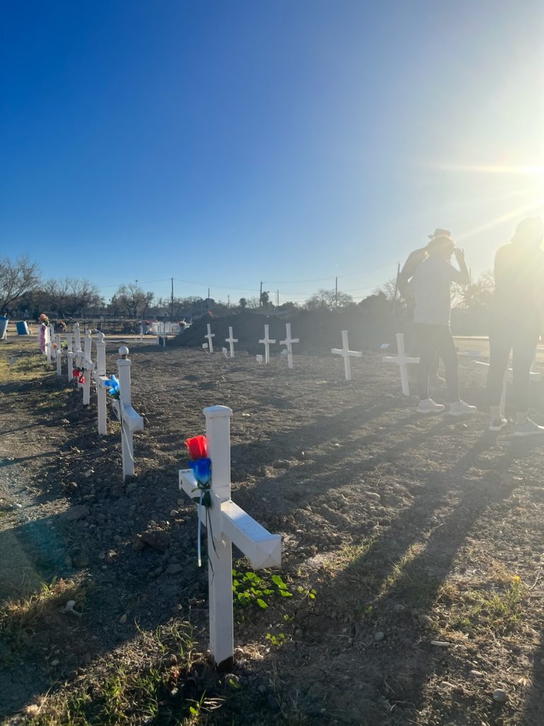 The area of the cemetery with the migrant burials