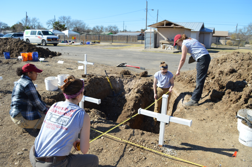 Team members mapping at the cemetery 