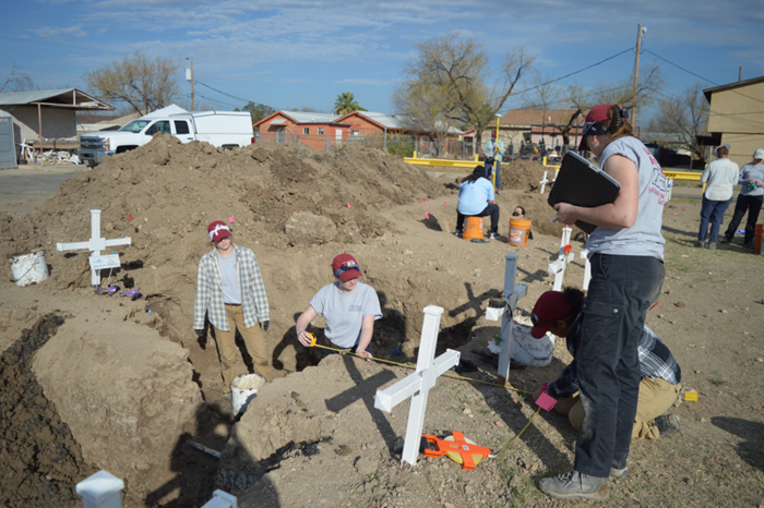 Team members mapping at the cemetery 