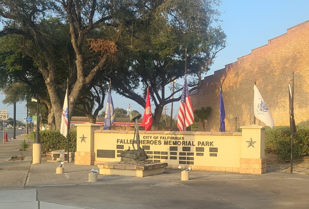 Fallen heroes memorial at the center of Falfurrias.