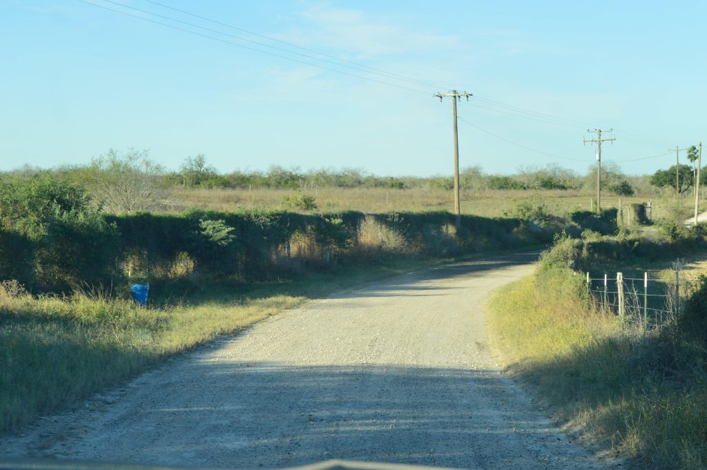 The road on the way to one of the ranches.