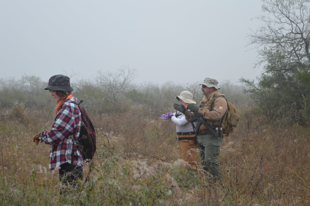 Members of the 2025 team preparing for a line search.