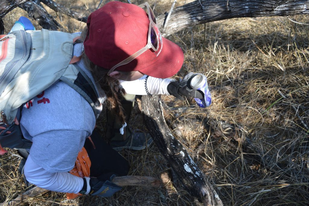 Amanda inspecting a can for an expiration date