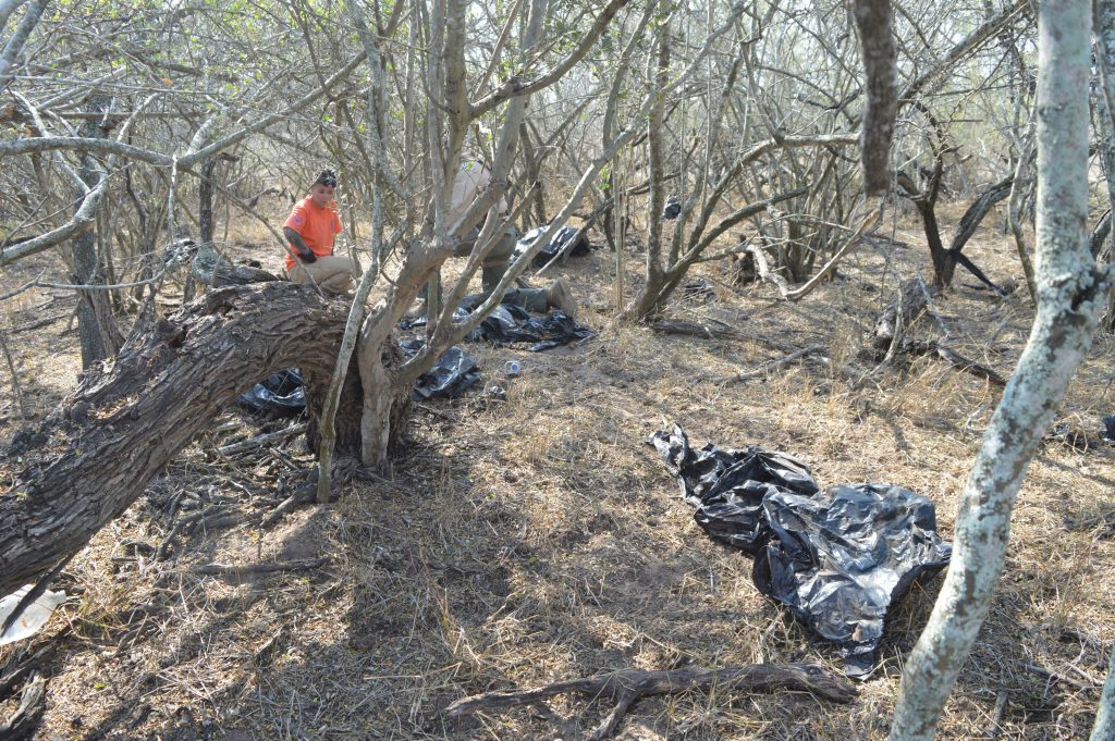 Trash bags within a large layup