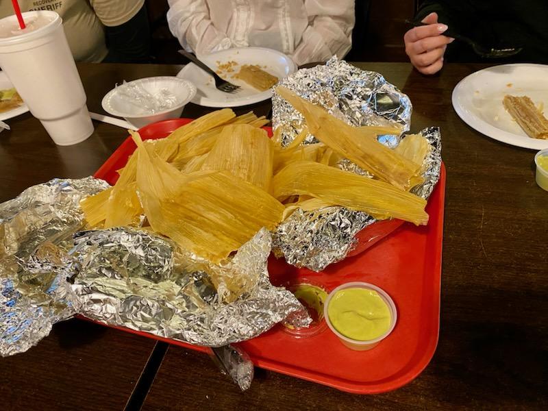 Tamales for dinner.