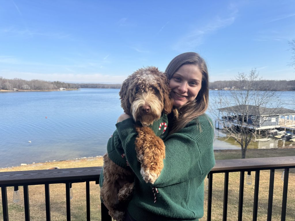 Amanda and her pup Indy on Christmas