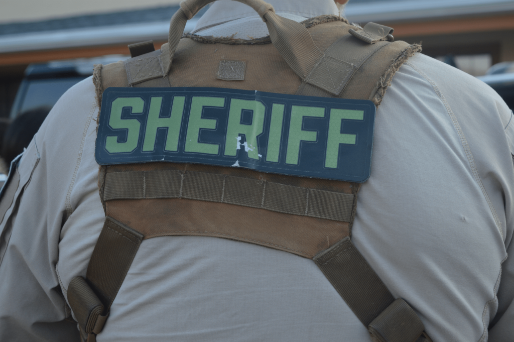 The back of Don's sheriff uniform.