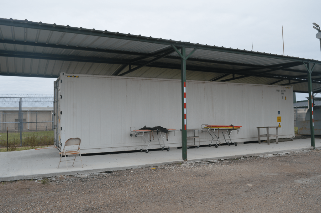 The outside of the morgue at the Falfurrias Detention Center.